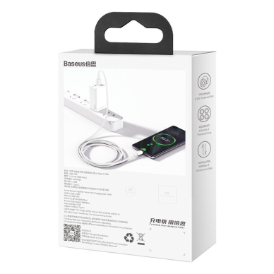 Baseus Superior Series Greito Įkrovimo Kabelis USB - USB Type C 66 W 6A 1 m Baltas (CATYS-02) 5 Baseus Superior Series Greito Įkrovimo Kabelis USB - USB Type C 66 W 6A 1 m Baltas (CATYS-02) 5