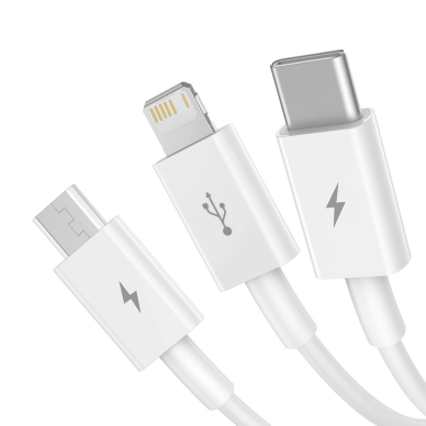 Baseus Superior Series USB-A - USB-C / Lightning / micro USB 3.5A Kabelis 1m - baltas 1 Baseus Superior Series USB-A - USB-C / Lightning / micro USB 3.5A Kabelis 1m - baltas 1