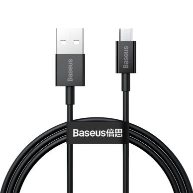 Krovimo kabelis Baseus Superior USB-A / micro USB 2 A 1 m – juodas Krovimo kabelis Baseus Superior USB-A / micro USB 2 A 1 m – juodas