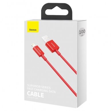 USB kabelis Baseus Superior USB - Lightning 2,4 A 1 m Raudonas (CALYS-A09) 4