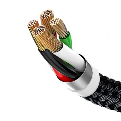 Baseus Three Primary Colors Usb - Micro Usb / Lightning / Usb-C Cable With Nylon Braid 3.5A 1,2M Black (Camlt-Bsy01) 6