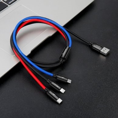 Baseus Three Primary Colors Usb - Micro Usb / Lightning / Usb-C Cable With Nylon Braid 3.5A 1,2M Black (Camlt-Bsy01) 7