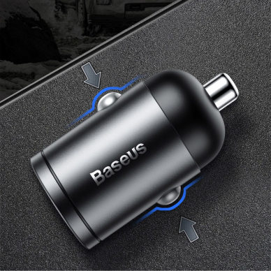 Automobilinis įkroviklis Baseus Tiny Star Mini Quick Charge Car Charger Usb Port 30W pilkas 17 Automobilinis įkroviklis Baseus Tiny Star Mini Quick Charge Car Charger Usb Port 30W pilkas 17