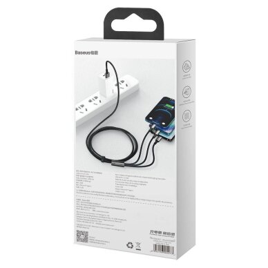 Krovimo kabelis Baseus Tungsten 3in1 USB – USB-C / Lightning / micro USB 3.5 A 1.5 m – juodas (CAMLTWJ-01) 8 Krovimo kabelis Baseus Tungsten 3in1 USB – USB-C / Lightning / micro USB 3.5 A 1.5 m – juodas (CAMLTWJ-01) 8