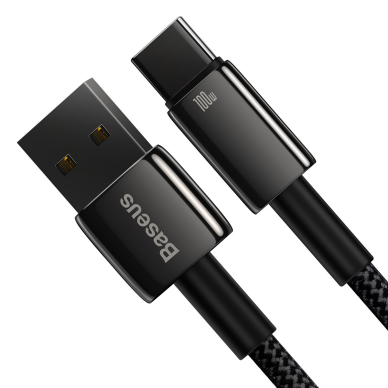 Baseus Tungsten Gold cable USB-A - USB-C 480Mb / s 100W 1m Juodas (CAWJ000001) 3 Baseus Tungsten Gold cable USB-A - USB-C 480Mb / s 100W 1m Juodas (CAWJ000001) 3
