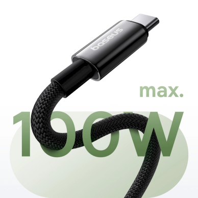 Baseus Tungsten Gold magnetinis USB-C / USB-C kabelis 100W 1 m – juodas 7