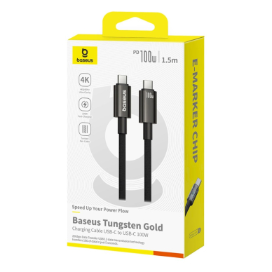 Baseus Tungsten Gold USB-C 3.2 / USB-C 3.2 kabelis 100W 4K 60Hz 1.5 m – juodas 6