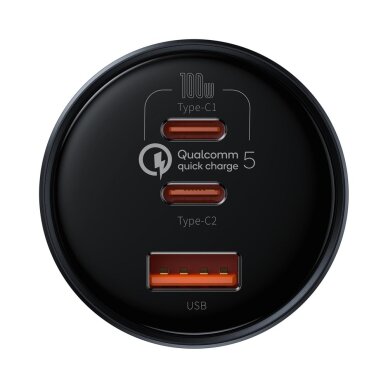 Automobilinis įkroviklis Baseus TZCCZM-0G USB-A / USB-C 160 W PPS / QC 5 / PD – pilkas 2