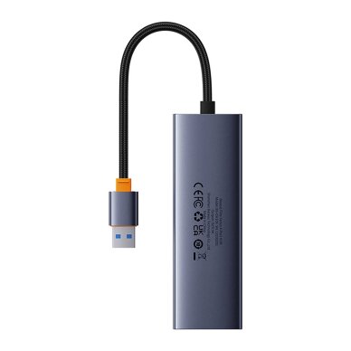 USB hubas Baseus UltraJoy 4in1 USB-A 3 × USB-A 3.0 + RJ45 – pilkas 2