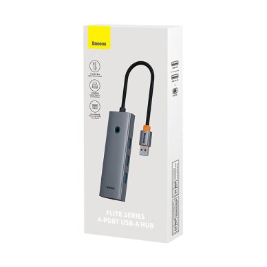 USB hubas Baseus UltraJoy 4in1 USB-A 3 × USB-A 3.0 + RJ45 – pilkas 6