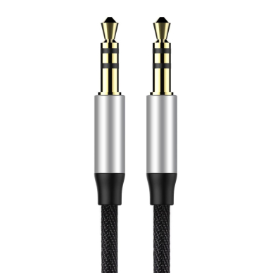 Baseus Yiven M30 stereo AUX 3.5 mm audio cable male mini jack 1m silver-black (CAM30-BS1) 2 Baseus Yiven M30 stereo AUX 3.5 mm audio cable male mini jack 1m silver-black (CAM30-BS1) 2