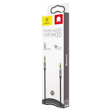 Baseus Yiven M30 stereo AUX 3.5 mm audio cable male mini jack 1m silver-black (CAM30-BS1) 4 Baseus Yiven M30 stereo AUX 3.5 mm audio cable male mini jack 1m silver-black (CAM30-BS1) 4