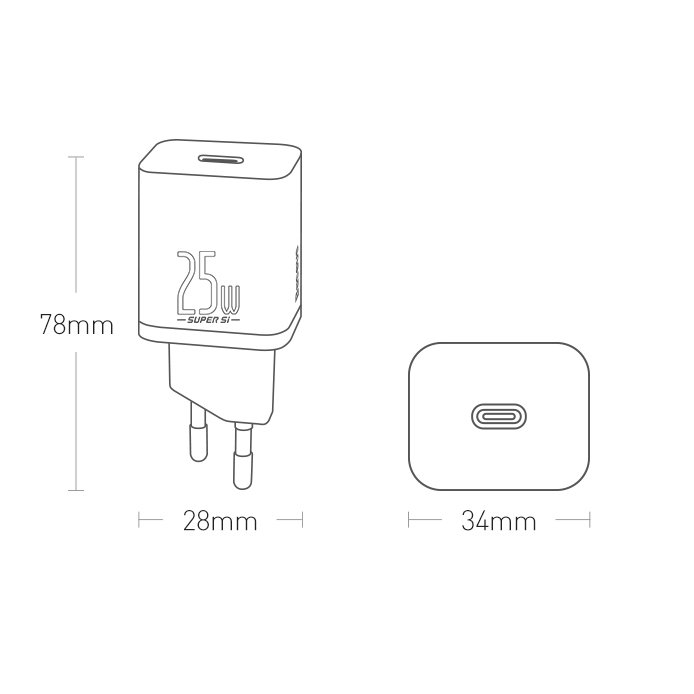 Pakrovėjas Baseus Super Si 1C USB Type C 25W Power Delivery Quick Charge Baltas (CCSP020101) 18