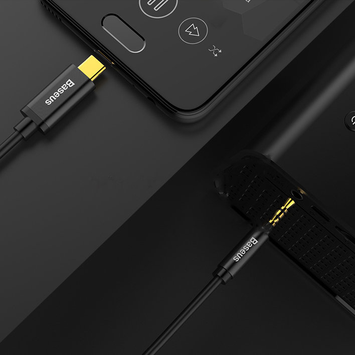 Kabelis Baseus stereo audio AUX 3,5 mm mini jack - USB Type C skirtas išmaniesiems telefonams 120cm Juodas (CAM01-01) 10