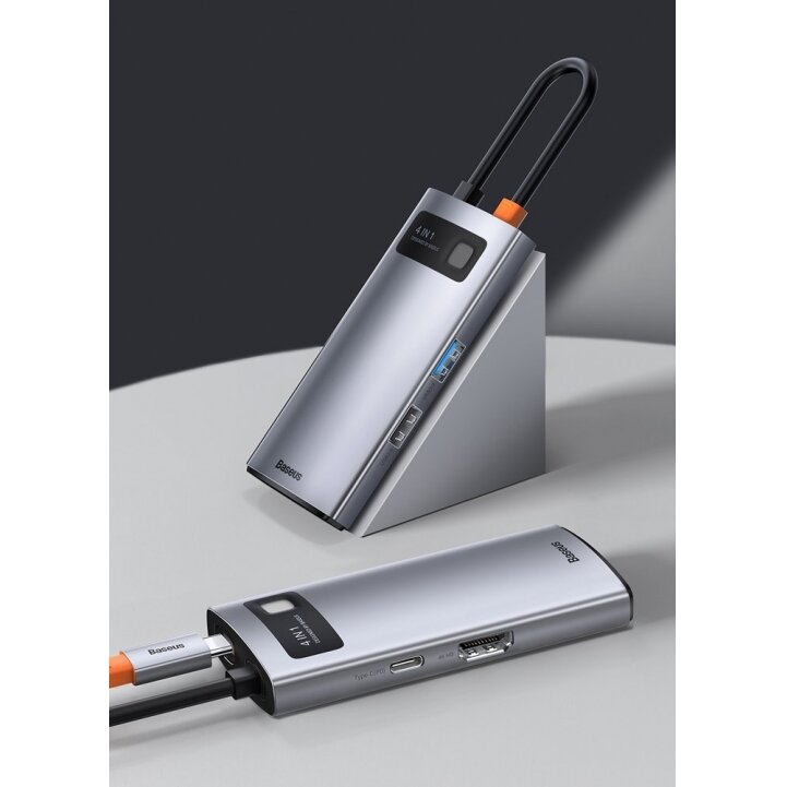 Baseus Metal Gleam 4in1 Daugiafunkcinis Šakotuvas HUB USB Type C - USB Type C 100 W / HDMI 4K 30 Hz / 1x USB 3.2 Gen 1 / 1x USB 2.0 (CAHUB-CY0G) UGLX912 11 Baseus Metal Gleam 4in1 Daugiafunkcinis Šakotuvas HUB USB Type C - USB Type C 100 W / HDMI 4K 30 Hz / 1x USB 3.2 Gen 1 / 1x USB 2.0 (CAHUB-CY0G) UGLX912 11