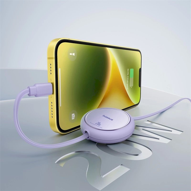 Baseus Free2Pull ištraukiamas USB-C / Lightning kabelis 20W 1 m – violetinis 10