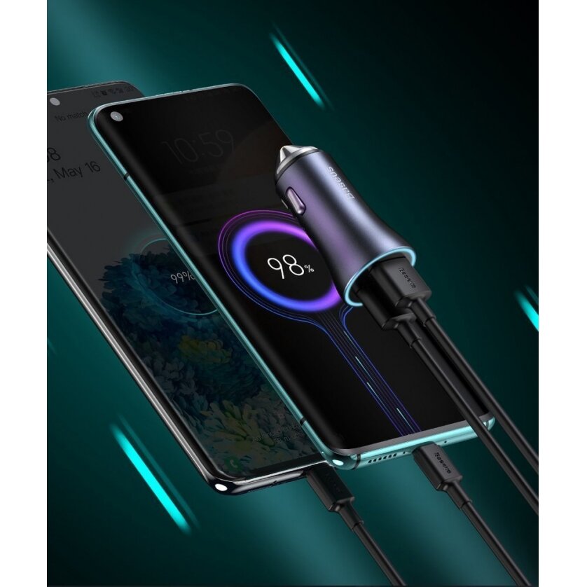 Baseus Golden Contactor Pro Dviejų Jungčių Greitas Automobilinis Įkroviklis U+C 40W Tamsiai Pilkas 12 Baseus Golden Contactor Pro Dviejų Jungčių Greitas Automobilinis Įkroviklis U+C 40W Tamsiai Pilkas 12