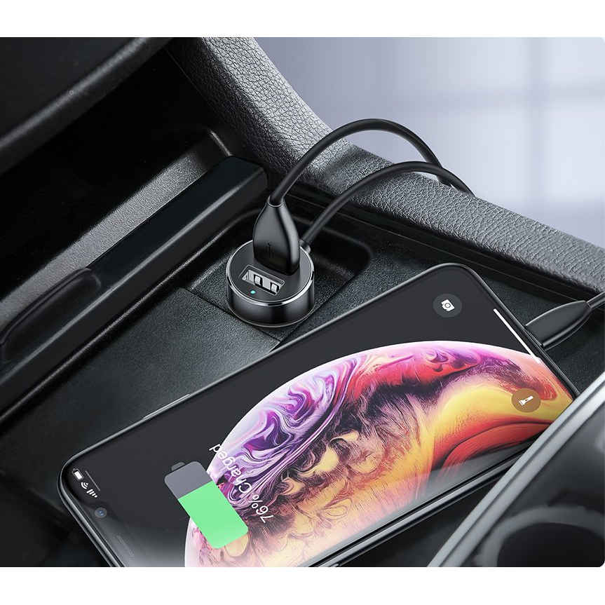 Automobilinis Įkroviklis Baseus High Efficiency One To Two Cigarette Lighter(Dual-Cigarette Lighter 80W +Dual Usb 3.1A) Juodas (Crdyq-01) 11