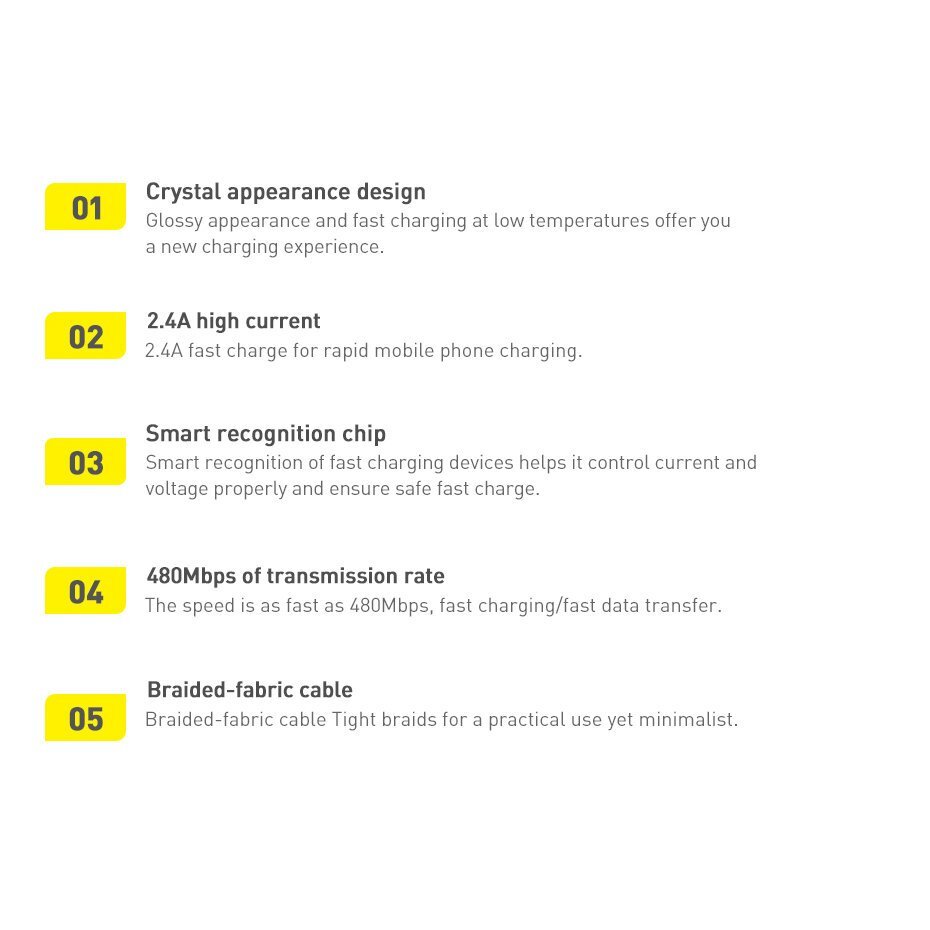 Krovimo kabelis Baseus Crystal Shine Series USB-A / Lightning 2.4 A 2 m – juodas (CAJY000101) 19