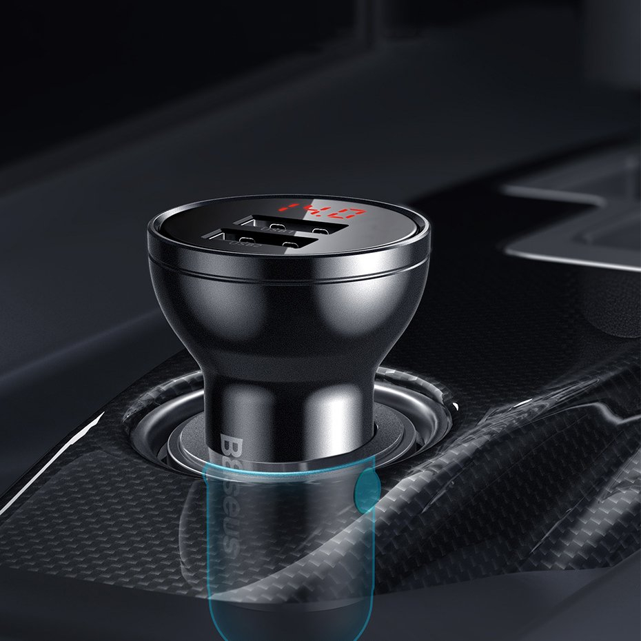 Autombilinis Įkroviklis Baseus Digital Display Dual USB 4.8A Car Charger 24W pilkas 12 Autombilinis Įkroviklis Baseus Digital Display Dual USB 4.8A Car Charger 24W pilkas 12