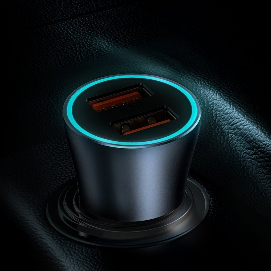 Baseus Golden Contactor Pro Dviejų Jungčių Greitas Automobilinis Įkroviklis U+C 40W Tamsiai Pilkas 18