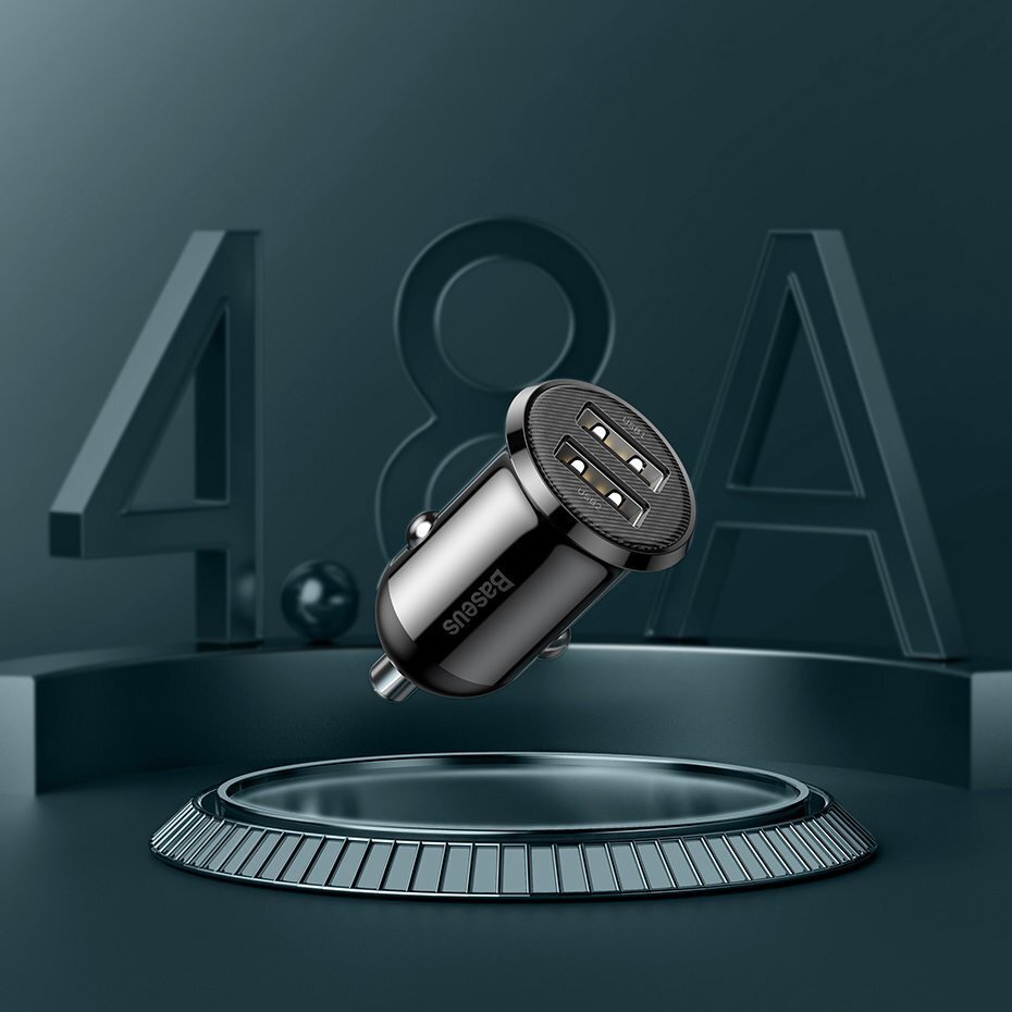Automobilinis įkroviklis Baseus Grain Pro 2× USB 4.8 A (CCALLP-01) – juodas 11