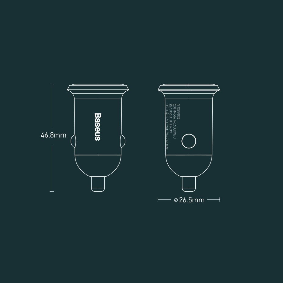 Automobilinis įkroviklis Baseus Grain Pro 2× USB 4.8 A (CCALLP-01) – juodas 14 Automobilinis įkroviklis Baseus Grain Pro 2× USB 4.8 A (CCALLP-01) – juodas 14