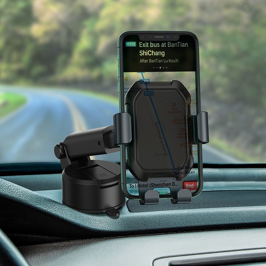 Gravitacinis laikiklis Baseus Dashboard Windshield Phone Bracket Holder juodas (SUYL-TK01) Ex-display 11