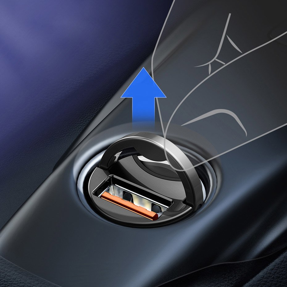 Automobilinis įkroviklis Baseus Tiny Star Mini Quick Charge Car Charger Usb Port 30W pilkas 10 Automobilinis įkroviklis Baseus Tiny Star Mini Quick Charge Car Charger Usb Port 30W pilkas 10