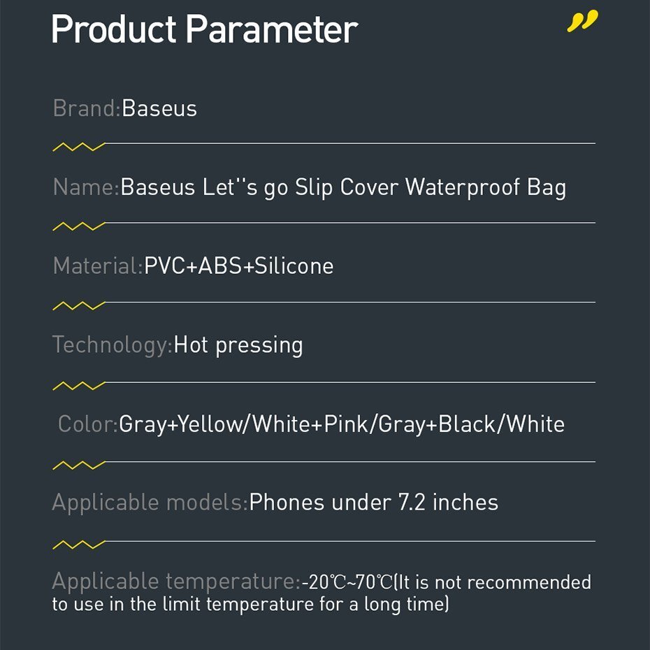 Vandeniui atsparus telefono dėklas Baseus universal waterproof cover (iki 7.2'') plaukimui, IPX8 – baltas (ACFSD-D02) 17 Vandeniui atsparus telefono dėklas Baseus universal waterproof cover (iki 7.2'') plaukimui, IPX8 – baltas (ACFSD-D02) 17