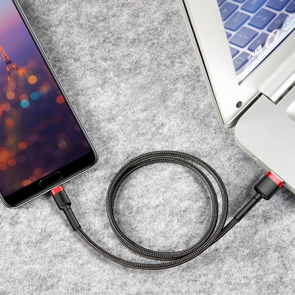 USB Kabelis Durable Nylon Braided Wire Usb / Usb-C Qc3.0 2A 3M Juodas/raudonas (Catklf-U91) 11 USB Kabelis Durable Nylon Braided Wire Usb / Usb-C Qc3.0 2A 3M Juodas/raudonas (Catklf-U91) 11