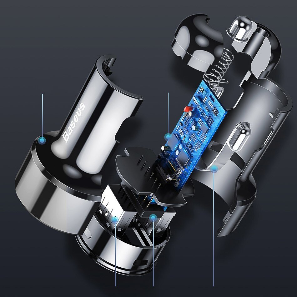Automobilinis įkroviklis Baseus Magic Series Dual Qc Car Charger With Digital Display 2X Usb Qc3.0 45W 6A Juodas 10 Automobilinis įkroviklis Baseus Magic Series Dual Qc Car Charger With Digital Display 2X Usb Qc3.0 45W 6A Juodas 10