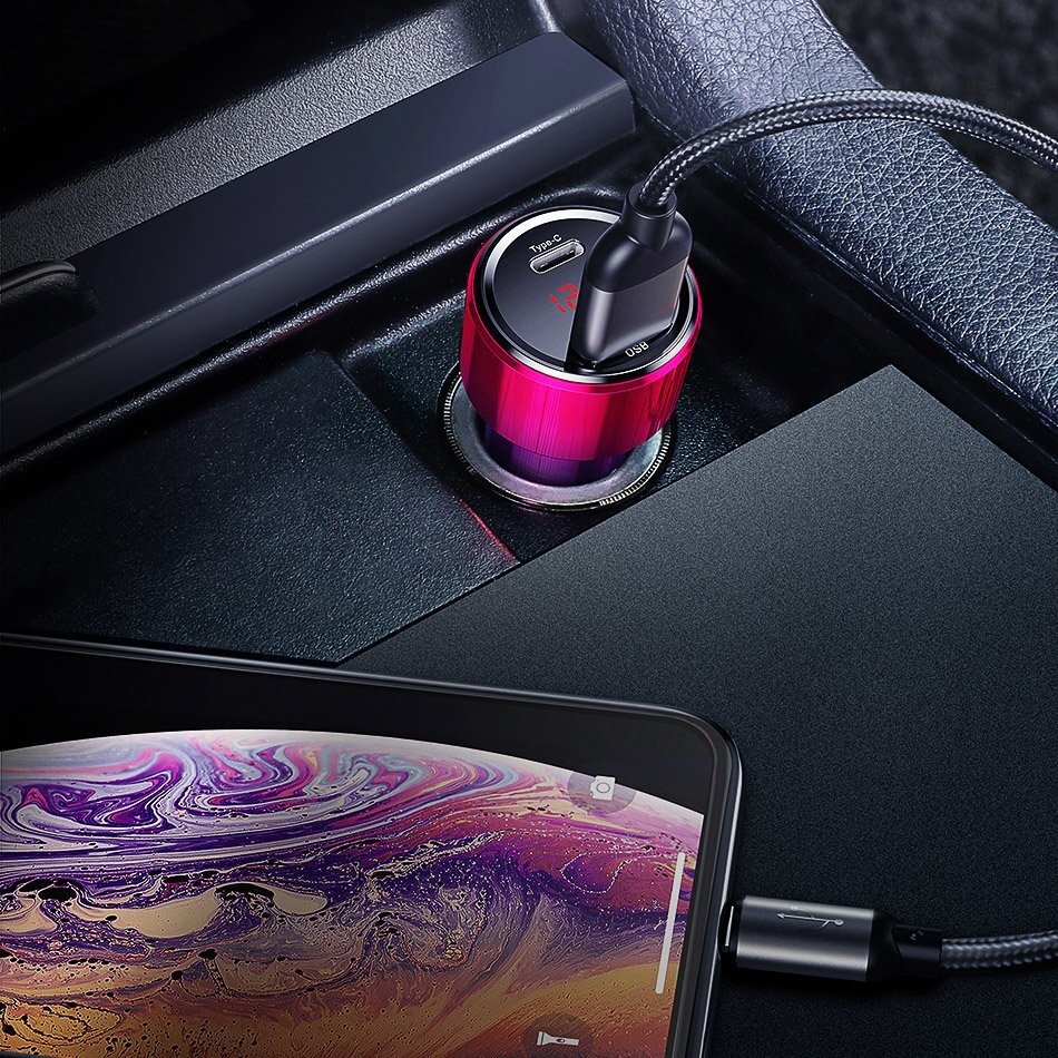 Automobilinis įkroviklis Baseus Magic Series Dual Qc Car Charger With Digital Display 2X Usb Qc3.0 45W 6A Juodas 9