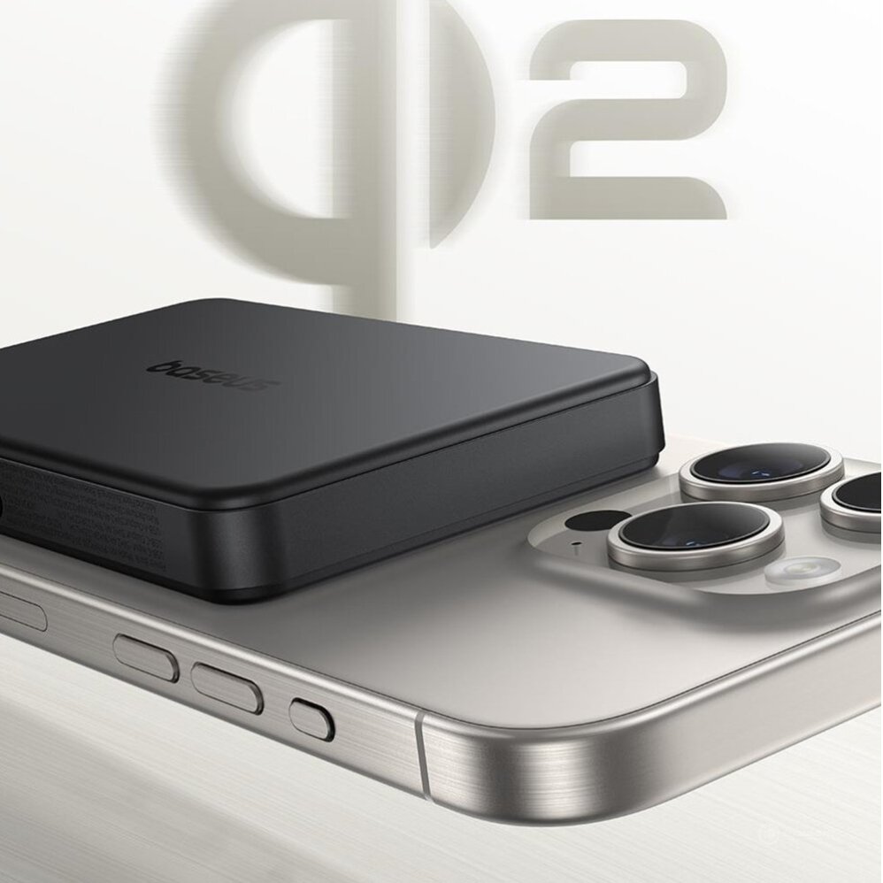 Išorinė baterija Baseus Airpow II 10000 mAh Qi2 su MagSafe 22.5 W ir Baseus Simple Series USB-C – USB-C 20 V/3 A (30 cm) kabeliu – juoda 2 Išorinė baterija Baseus Airpow II 10000 mAh Qi2 su MagSafe 22.5 W ir Baseus Simple Series USB-C – USB-C 20 V/3 A (30 cm) kabeliu – juoda 2