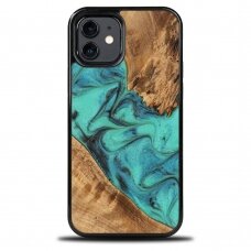 Bewood Unique Turquoise iPhone 12/12 Pro Dėklas iš Medžio ir Resino - Turquoise Juodas