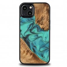 Bewood Unique Turquoise iPhone 13 Dėklas iš Medžio ir Resino - Turquoise Juodas