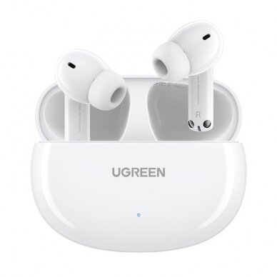 Belaidės ausinės Ugreen WS200 HiTune T6 Active Noise-Cancelling Earbuds baltos Belaidės ausinės Ugreen WS200 HiTune T6 Active Noise-Cancelling Earbuds baltos