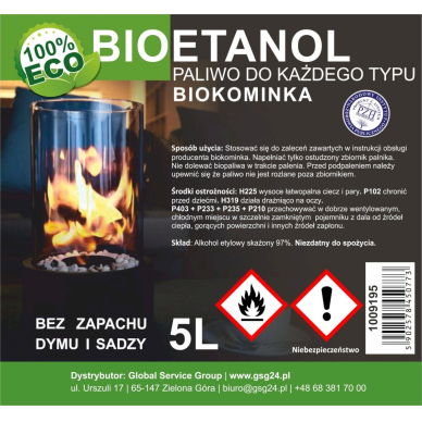 Bio alcohol bio ethanol BIO fuel skirtas bio fireplace 5L 1