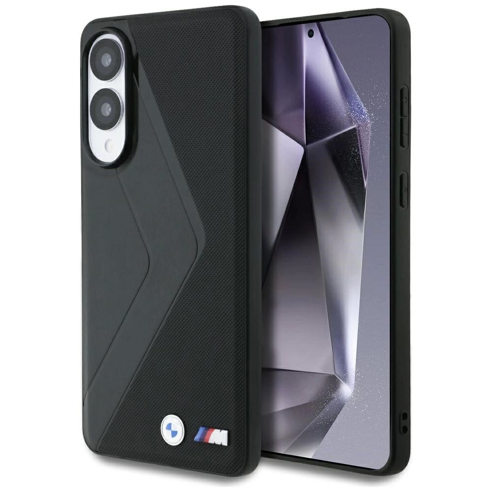 Samsung Galaxy S25 Edge dėklas BMW Leather Oversized Stripes su MagSafe – juodas Samsung Galaxy S25 Edge dėklas BMW Leather Oversized Stripes su MagSafe – juodas