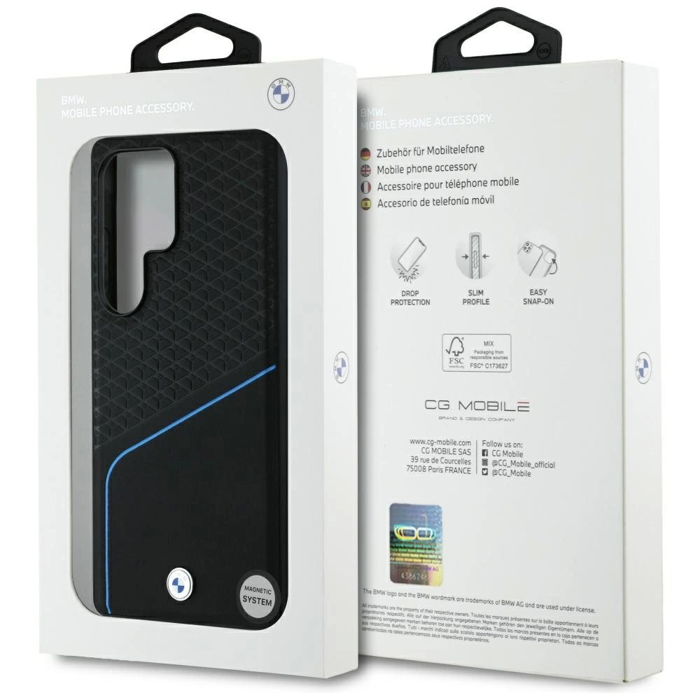 BMW Odinis Textured and Smooth MagSafe Dėklas skirtas Samsung Galaxy S25 Ultra - Juodas 7