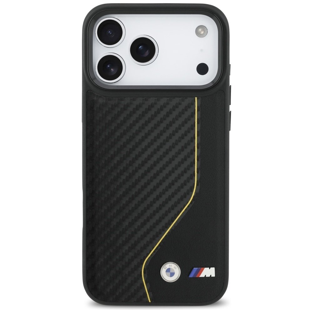 iPhone 17 Pro Max dėklas BMW M Carbon Line & Logo MagSafe – geltonas 2 iPhone 17 Pro Max dėklas BMW M Carbon Line & Logo MagSafe – geltonas 2