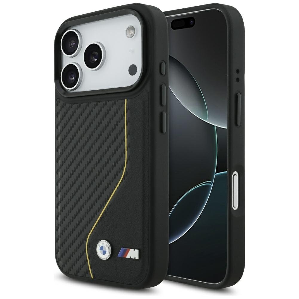 iPhone 17 Pro dėklas BMW M Carbon Line & Logo MagSafe – geltonas