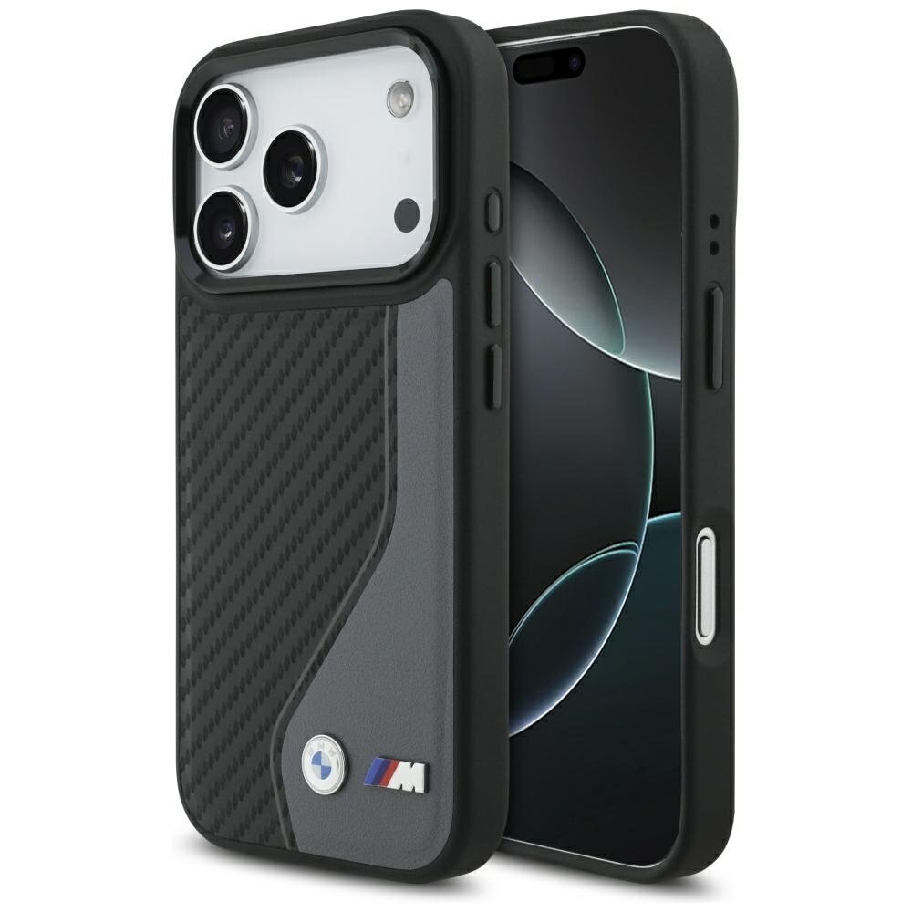 iPhone 17 Pro dėklas BMW M Carbon Logo, MagSafe – grafito iPhone 17 Pro dėklas BMW M Carbon Logo, MagSafe – grafito