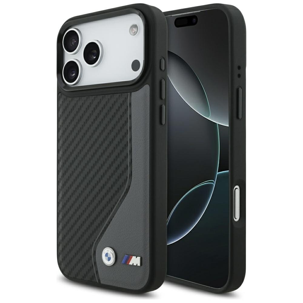iPhone 17 Pro Max dėklas BMW M Carbon Logo, MagSafe – grafito
