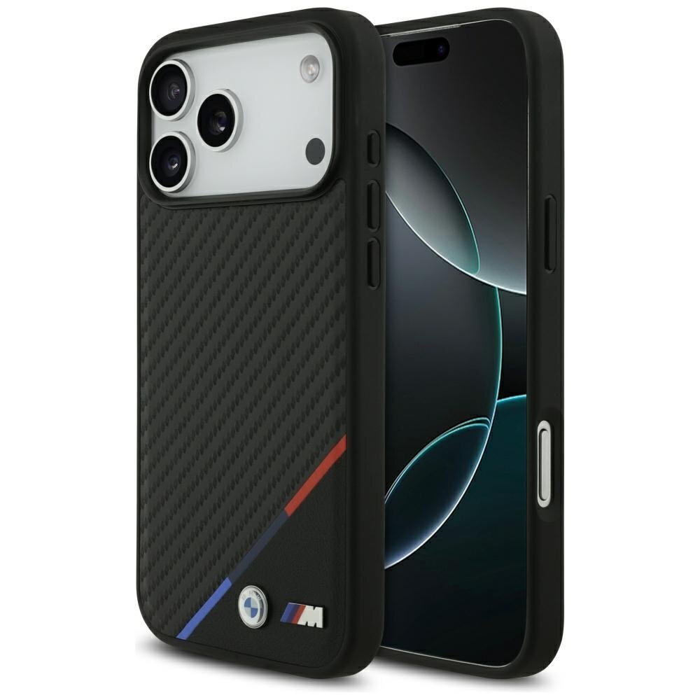 iPhone 17 Pro Max BMW M Carbon Tricolor Line MagSafe dėklas – juodas