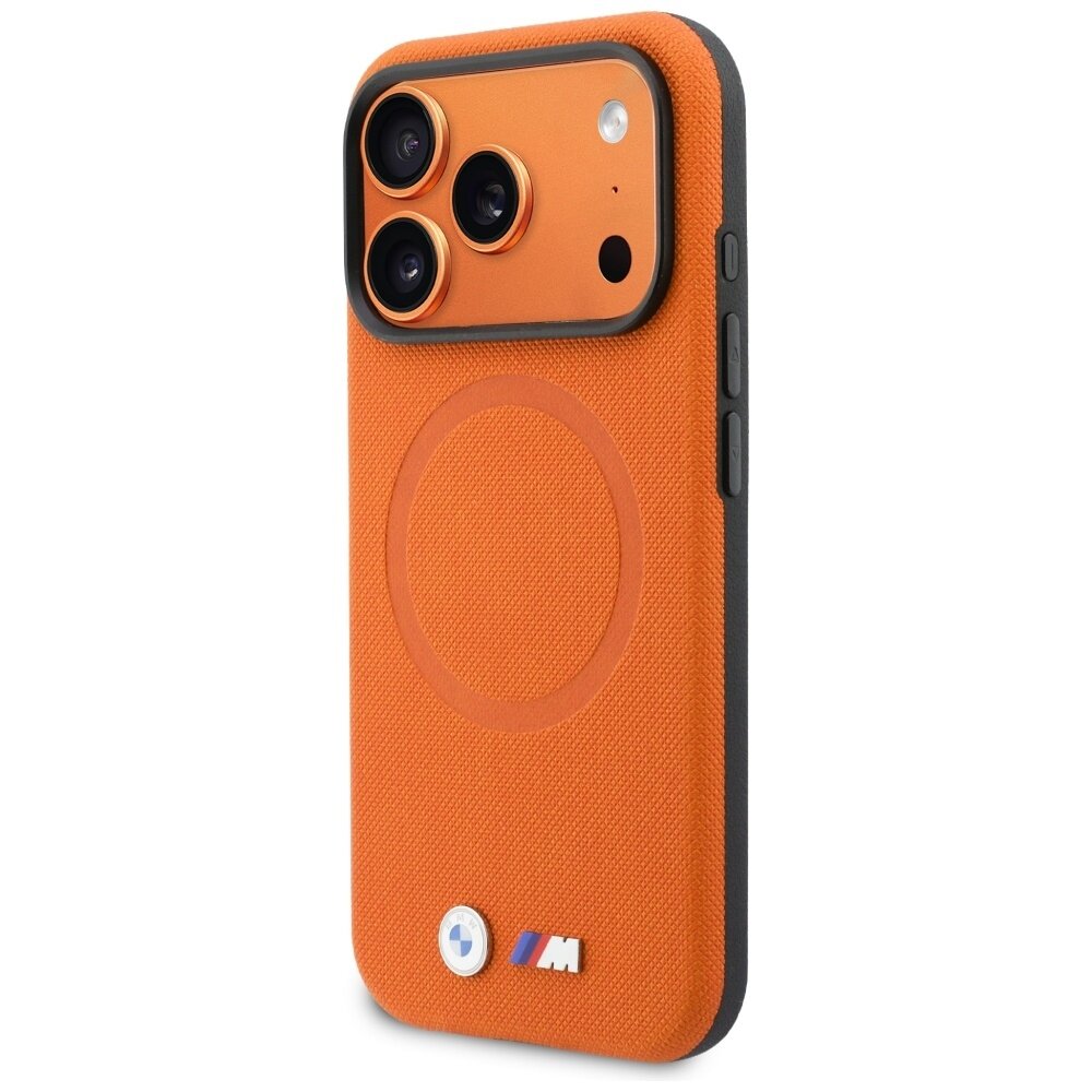 iPhone 17 Pro BMW M FW Metal Logo MagSafe dėklas – oranžinis 1