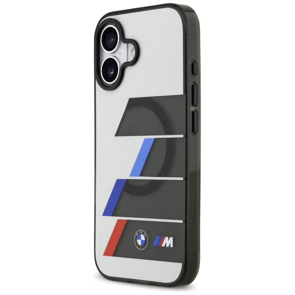 iPhone 17 BMW M IML Metal Buttons Tricolor Lines MagSafe dėklas – pilkas 1
