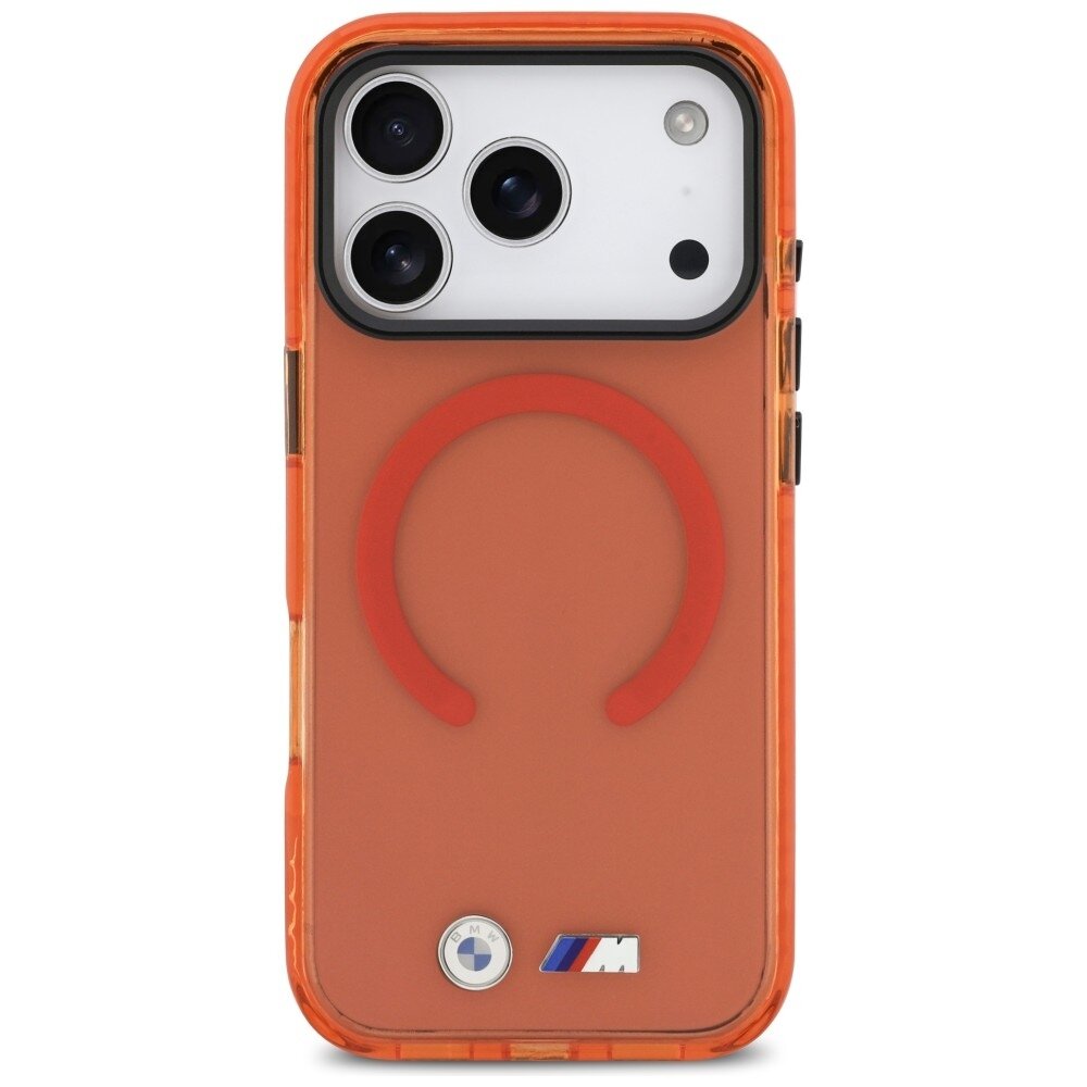 iPhone 17 Pro Max BMW M IML Shockproof Metal Logos MagSafe dėklas – Pro oranžinis 2