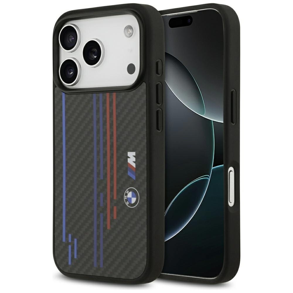 iPhone 17 Pro dėklas BMW M Kevlar Lines & Logo su MagSafe – juodas iPhone 17 Pro dėklas BMW M Kevlar Lines & Logo su MagSafe – juodas
