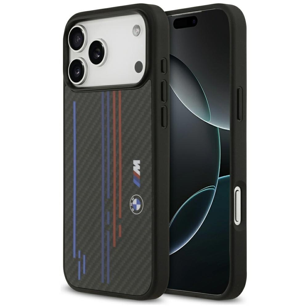 iPhone 17 Pro Max dėklas BMW M Kevlar Lines & Logo su MagSafe – juodas iPhone 17 Pro Max dėklas BMW M Kevlar Lines & Logo su MagSafe – juodas